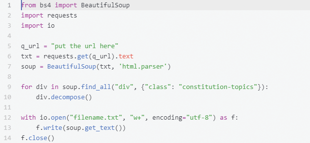 code snippet of constitution crawler