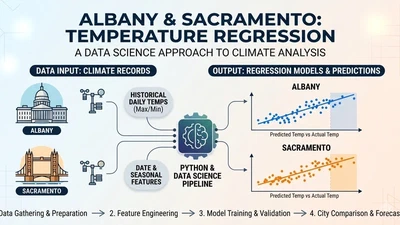 Multiple Linear Regression Analysis of Temperature Data in Albany and Sacramento featured image